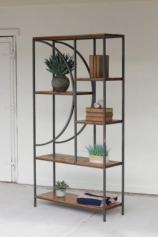 Kalalou Inc. FURNITURE - Wood & Metal Shelving Unit with DemiLune Detail